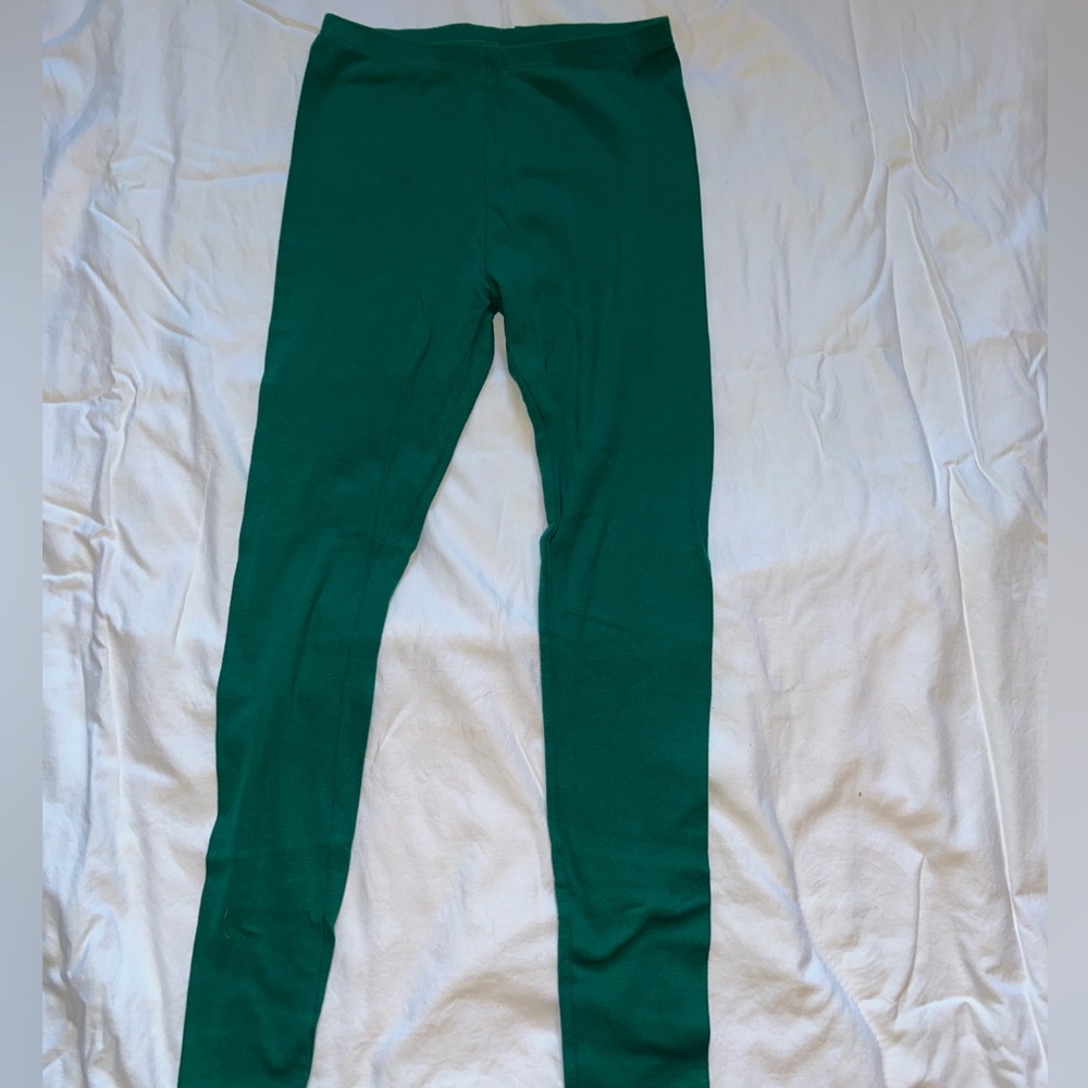 Green leggings, City Threads, Size 12 girls, Dark green